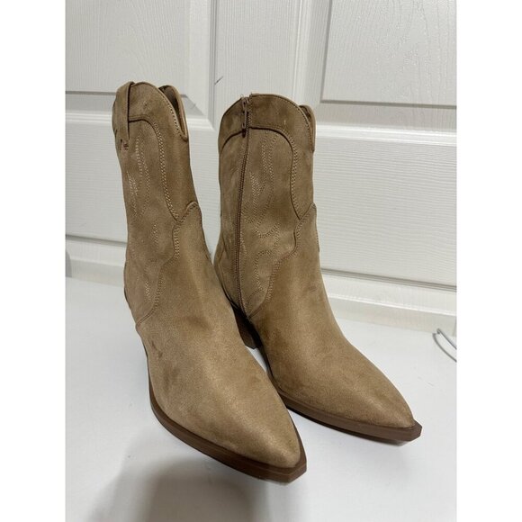 Universal Thread Women's Jacey Western Ankle Boots Tan Size 9W NWT - Picture 4 of 8